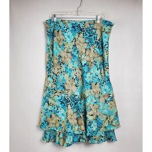 JM Collection by Jennifer Moore Floral Ruffle Midi Skirt Women's Size 14